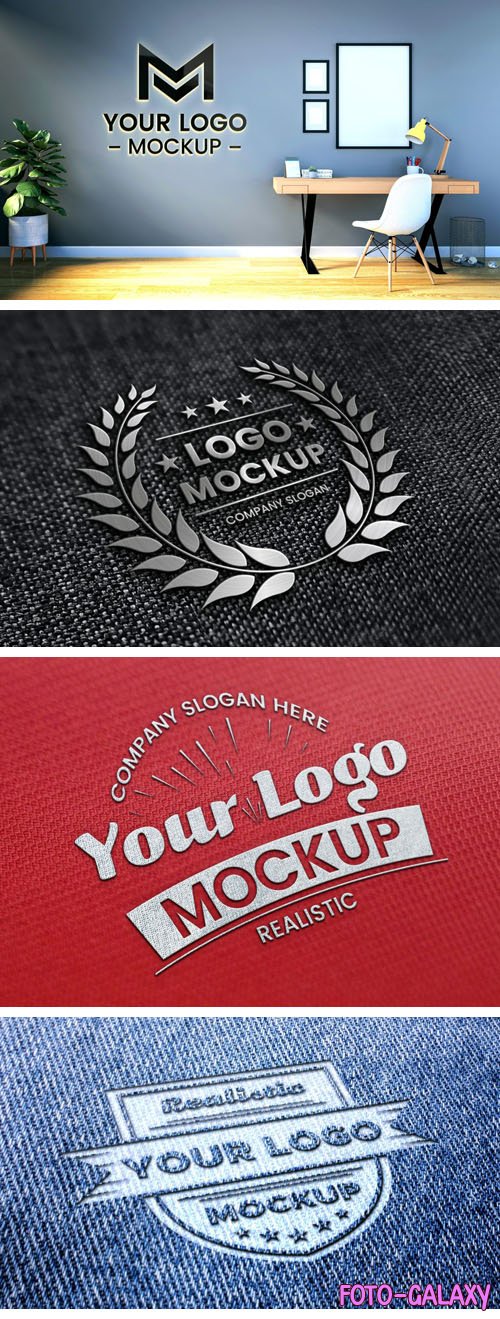 8 Realistic 3D Premium Quality Logos PSD Mockups Templates