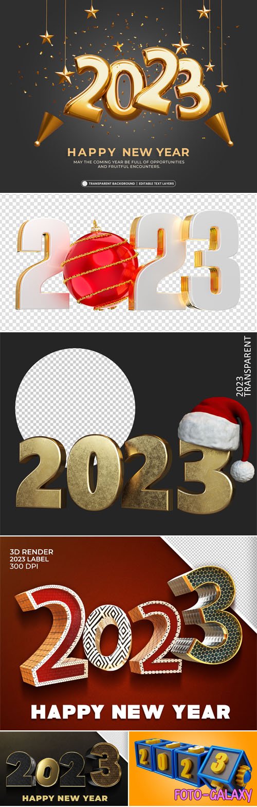 Happy New Year 2023 - 20+ 3D Renders PSD Templates