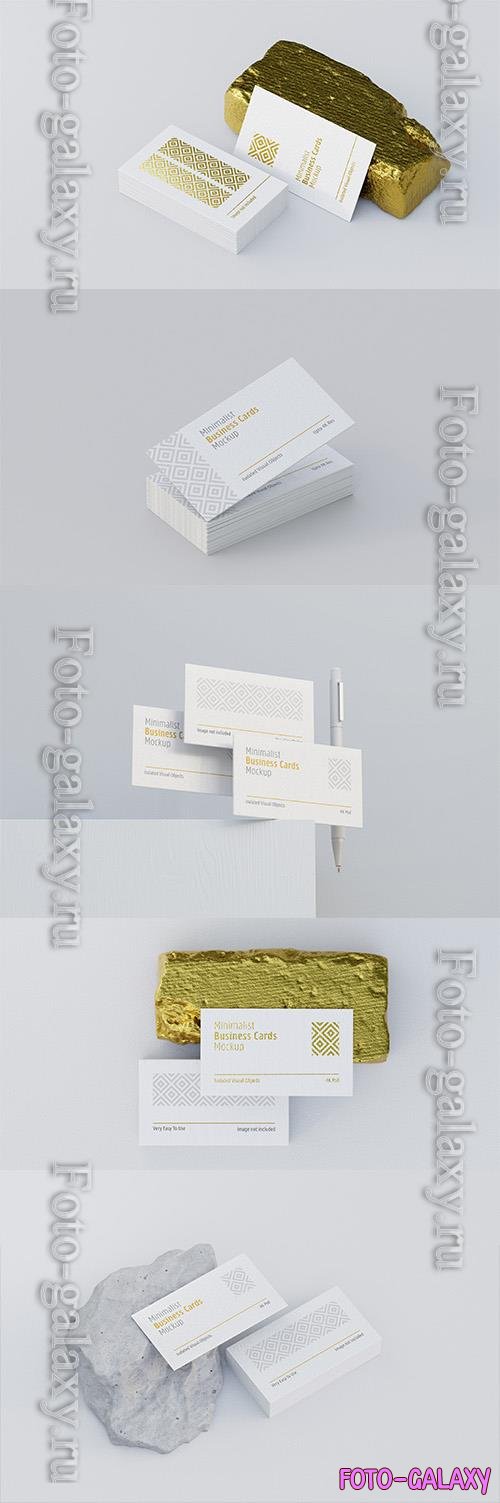 PSD floating business card mockup on stacked cards