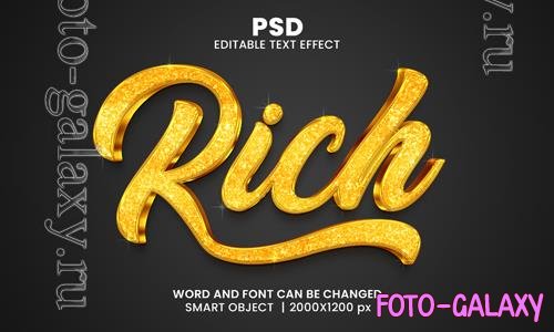 PSD rich luxury 3d editable photoshop text effect style with background