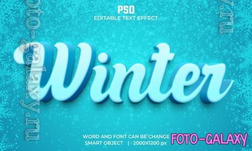 PSD winter 3d editable photoshop text effect style with background
