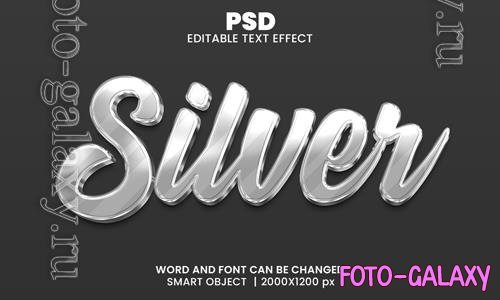 PSD silver 3d editable photoshop text effect style with background
