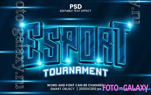 PSD esports tournament 3d editable photoshop text effect style with background