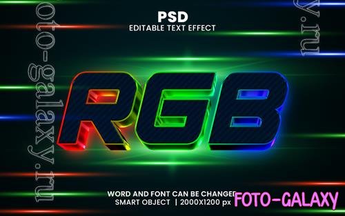 PSD rgb light 3d editable photoshop text effect style with background