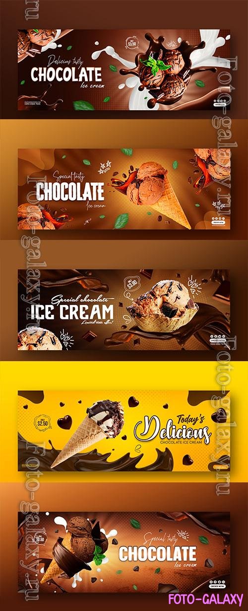 PSD ice cream cone social media template design