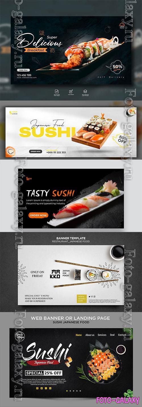 PSD sushi and chopsticks banner web template