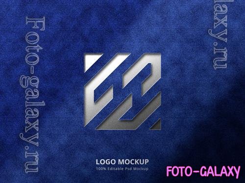 PSD emboss and deboss logo mockup on cloth background