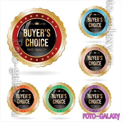 Vector collection of colorful premium quality badges and labels