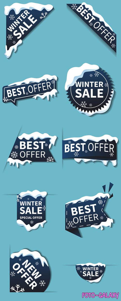 Winter Sales Labels - 10 Vector Templates Collection