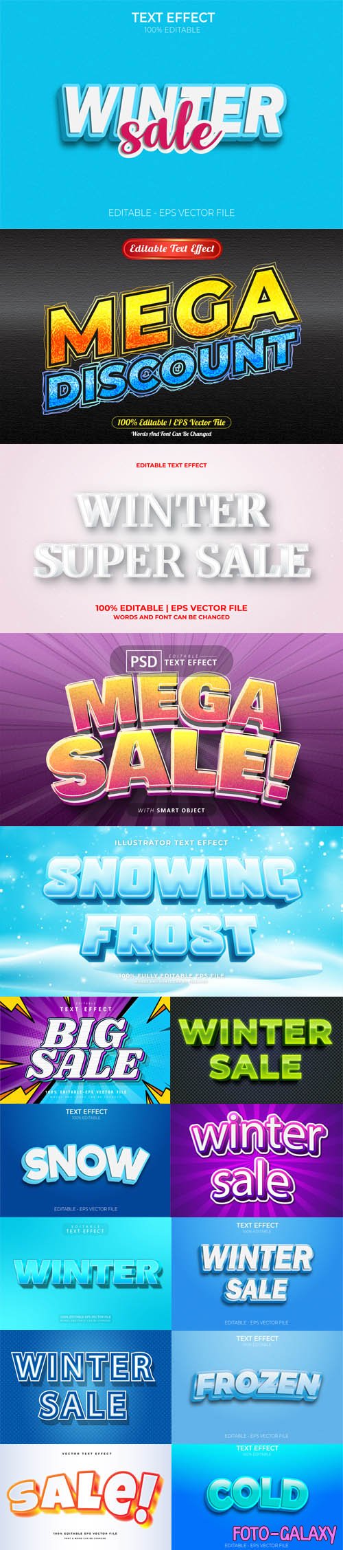Winter Season Sales 3D Text Effects - 15 Editable Templates