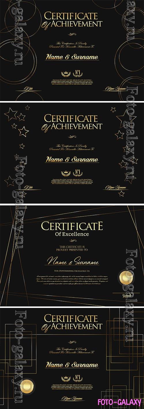 Vector certificate or diploma black and gold design vector illustration vol 2