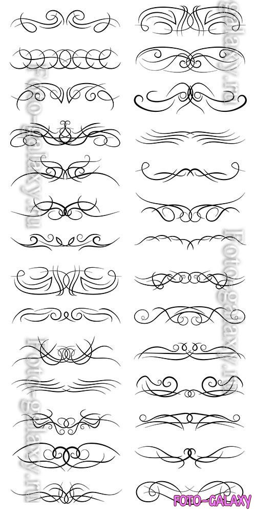 Vector set of vintage decorative curls swirls monograms, borders, drawing elements