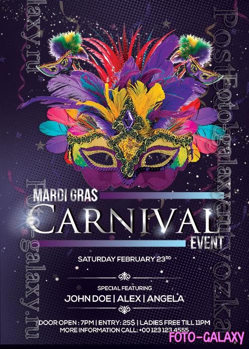 Mardi Gras Carnival Flyer Psd