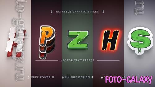 Vector set 5 fear editable text effects font styles