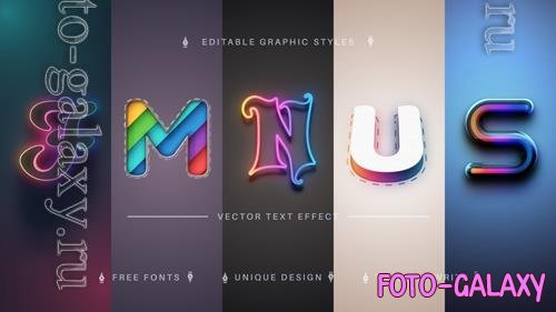 Vector set 5 fantasy editable text effects font styles