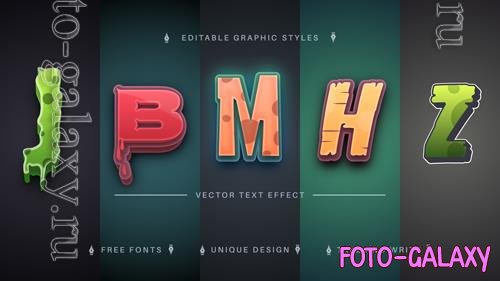 Vector set 5 halloween editable text effects font styles