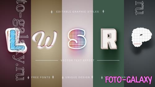 Vector set 5 back to school editable text effects font styles