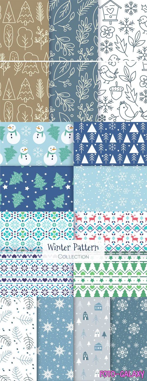 Winter Patterns - 40 Vector Patterns Design Templates