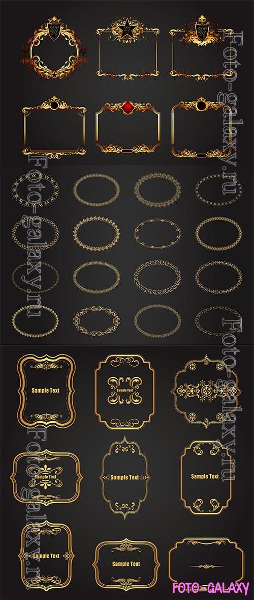 Golden  frames, badges collection, luxury ornate vector illustration