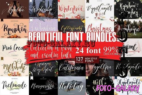 Beautiful Font Bundle - 24 Premium Fonts