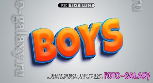 PSD boys editable text 3d style effect