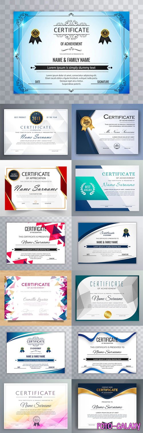 Modern Certificates Collection - 17 Vector Design Templates