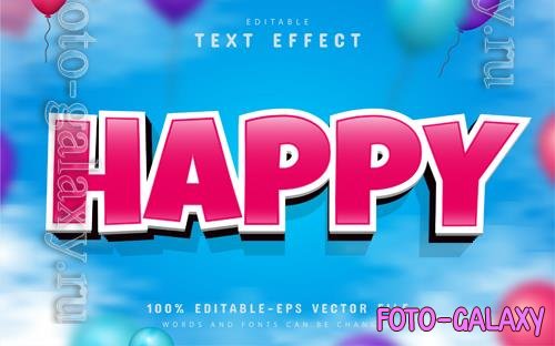 Vector happy text, editable text effect cartoon style