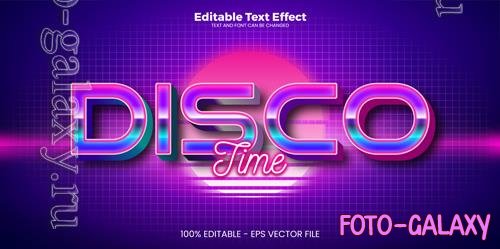 Vector disco time editable text effect in modern trend style