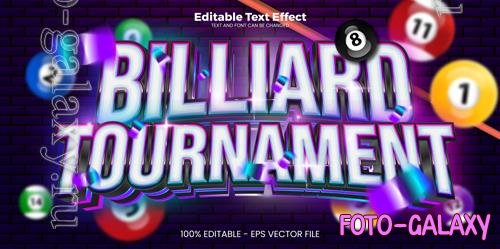 Vector billiard tournament editable text effect in modern trend style
