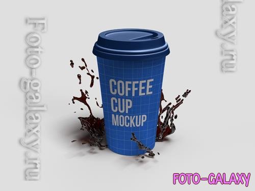 PSD realistic 3d render coffee cup mockup with plain background
