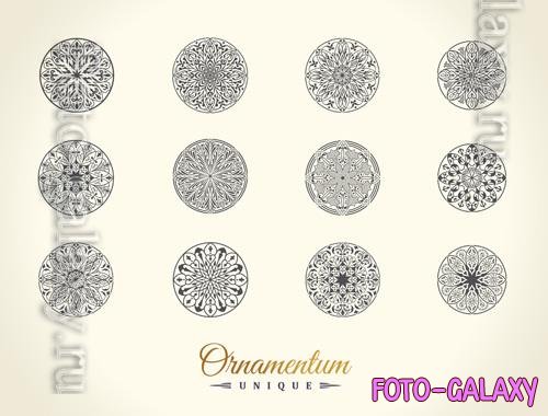 Vector eastern round ornament for yoga labels