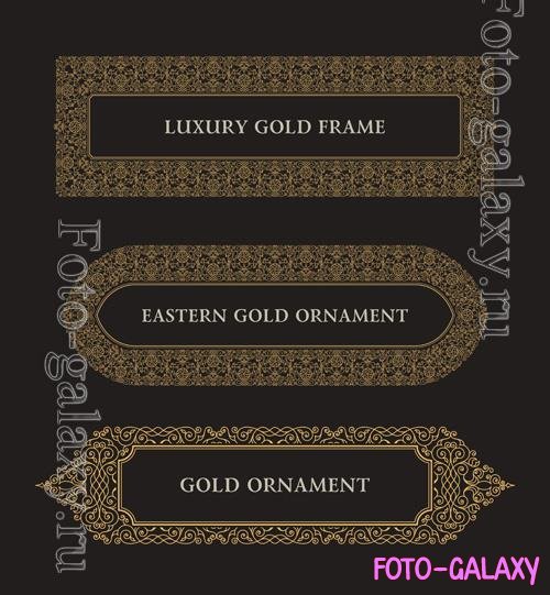 Vector eastern gold frame arabic vector lines design templates muslim eastern floral frame for cards