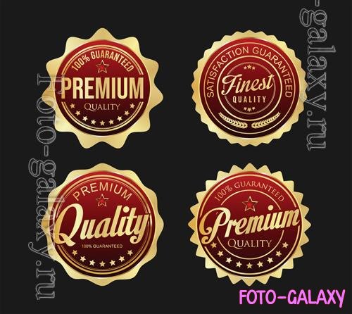 Vector collection of gold and red badges and labels vector illustration