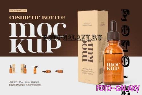 Amber Dropper Cosmetic Bottle Mockup - 13403295