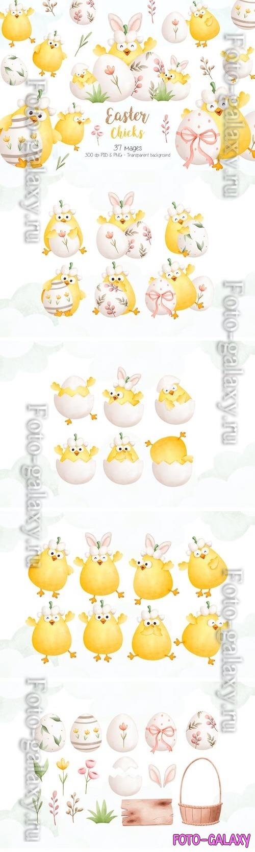 Easter Chicks and Easter Egg Clipart Beautiful Design