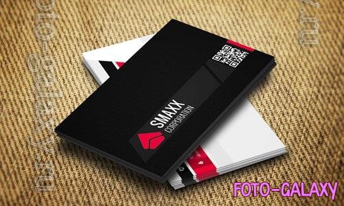 Business card psd mockup red with black desing template
