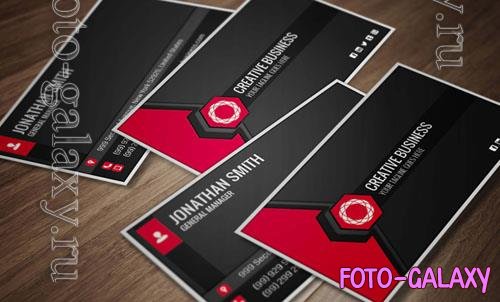 Business card psd mockup black with red desing template