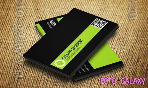 Business card psd mockup black with green desing template