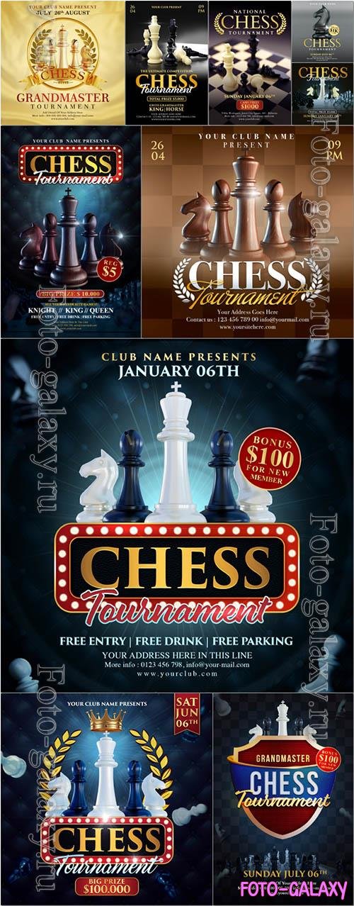 Chess tournament psd flyer template premium