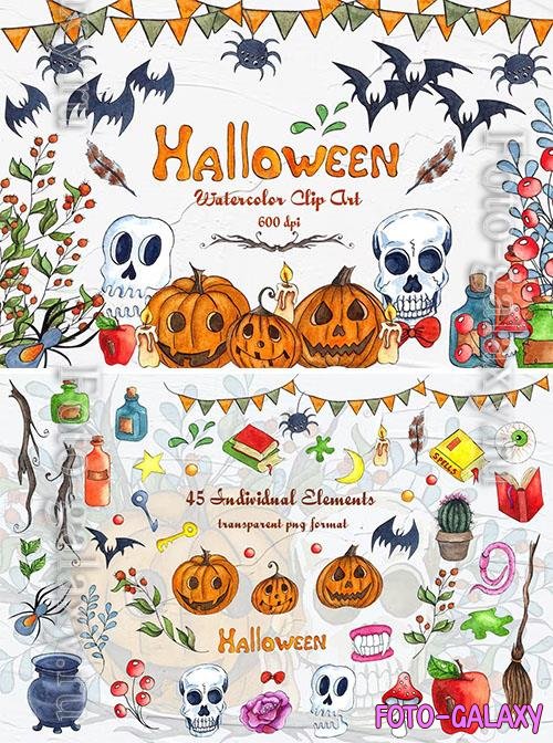 Halloween Watercolor Clipart [PNG]