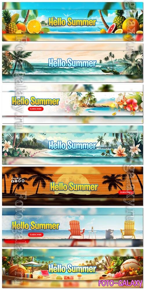 Hello summer psd banner template