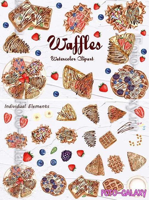 Waffles Watercolor Clipart [PNG]