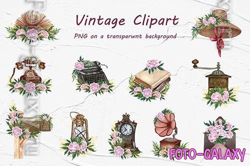 Floral Vintage Clipart [PNG]