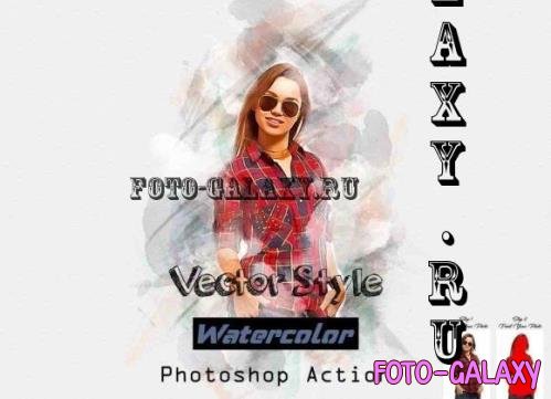 Vector Style Watercolor PS Action - 26695444
