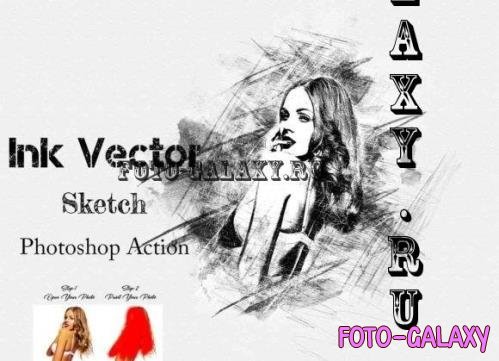 Ink Vector Sketch Photoshop Action - 26699894