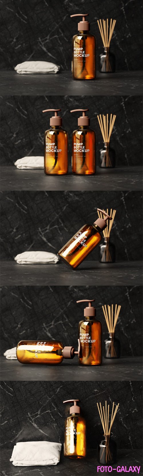 Glass Shampoo Bottle In Bathroom - PSD Mockups Templates