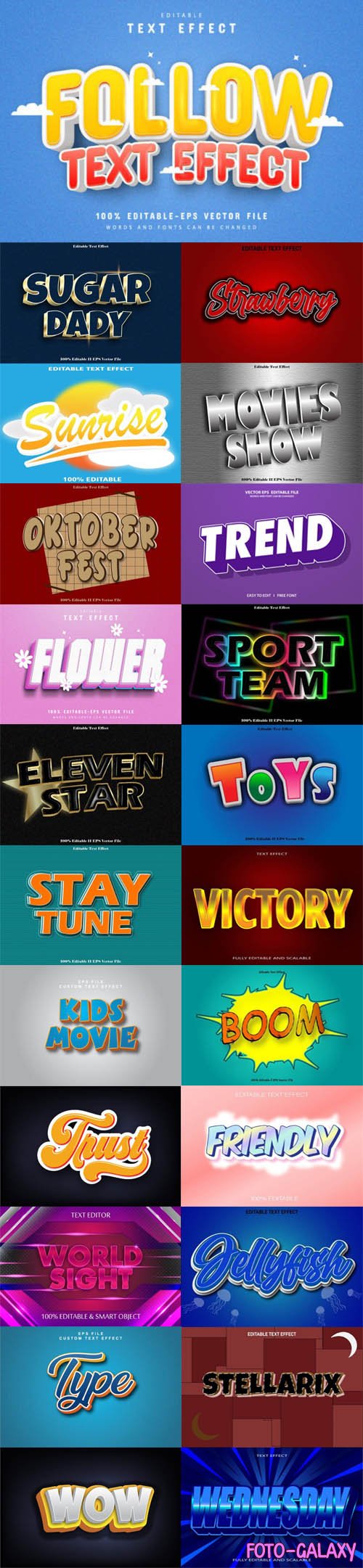 20+ 3D Editable Vector Text Effects Collection