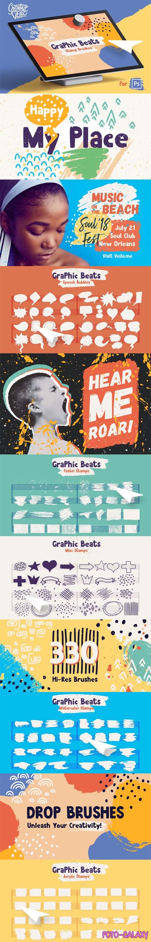 330 Graphic Beat Brushes for Photoshop