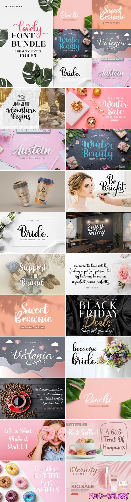 Lovely Font Bundle - 6 Premium Beauty Fonts