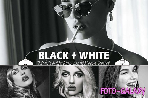 18 Black White Mobile & Desktop Lightroom Presets B&W Filter - 827424